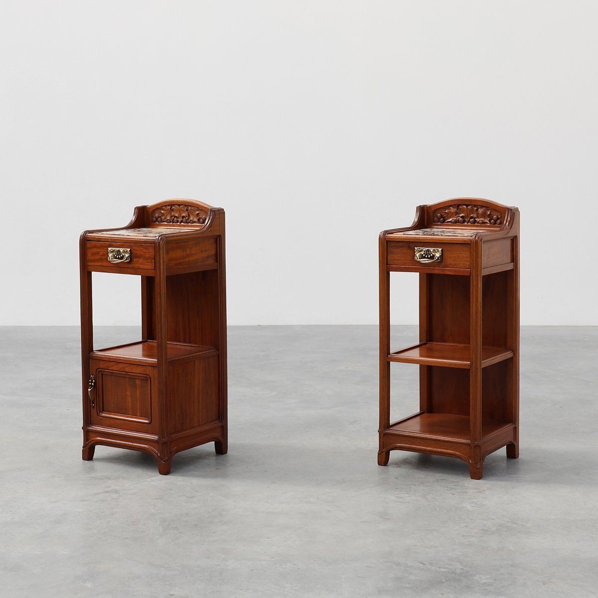 Art Nouveau Nightstands With Marble Top Attributed To Paul Alexandre Dumas, France, 1910s, Set Of 2