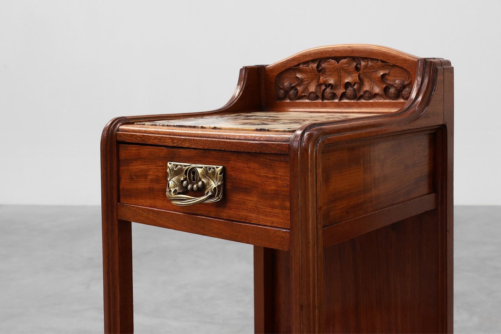 Art Nouveau Nightstands With Marble Top Attributed To Paul Alexandre Dumas, France, 1910s, Set Of 2 photo for sale