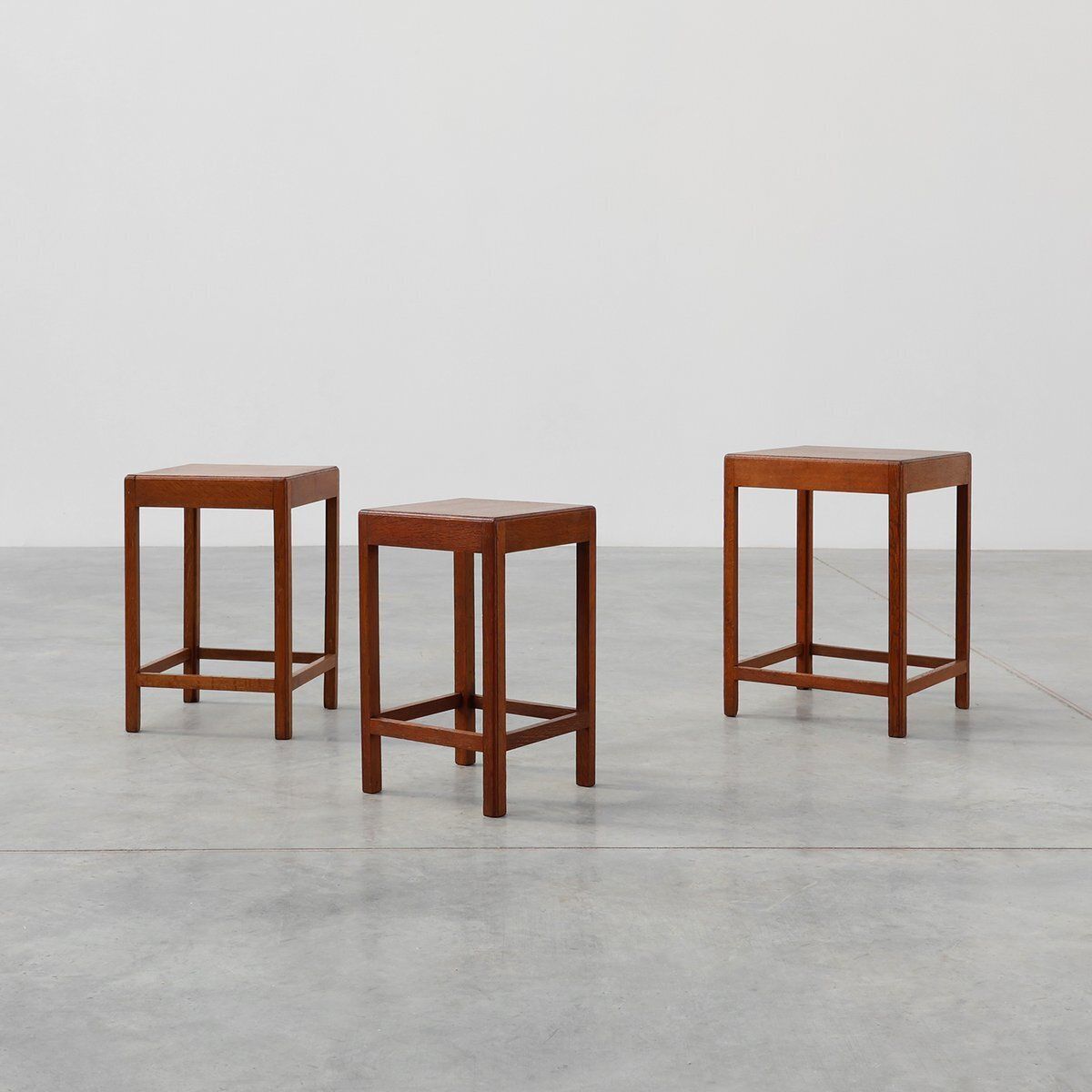 Art Deco Oak Stacking Tables, France, 1920s, Set Of 3