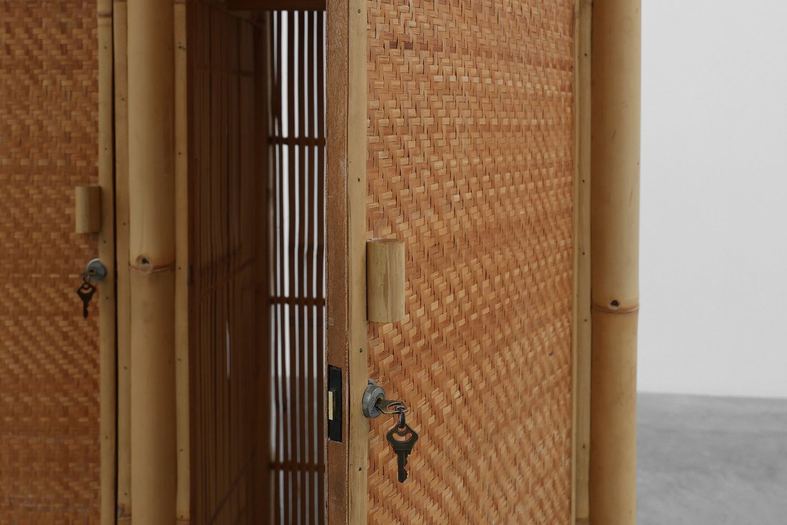 Mid Century Bamboo And Rattan Wardrobe, Italy, 1960s photo Furniture