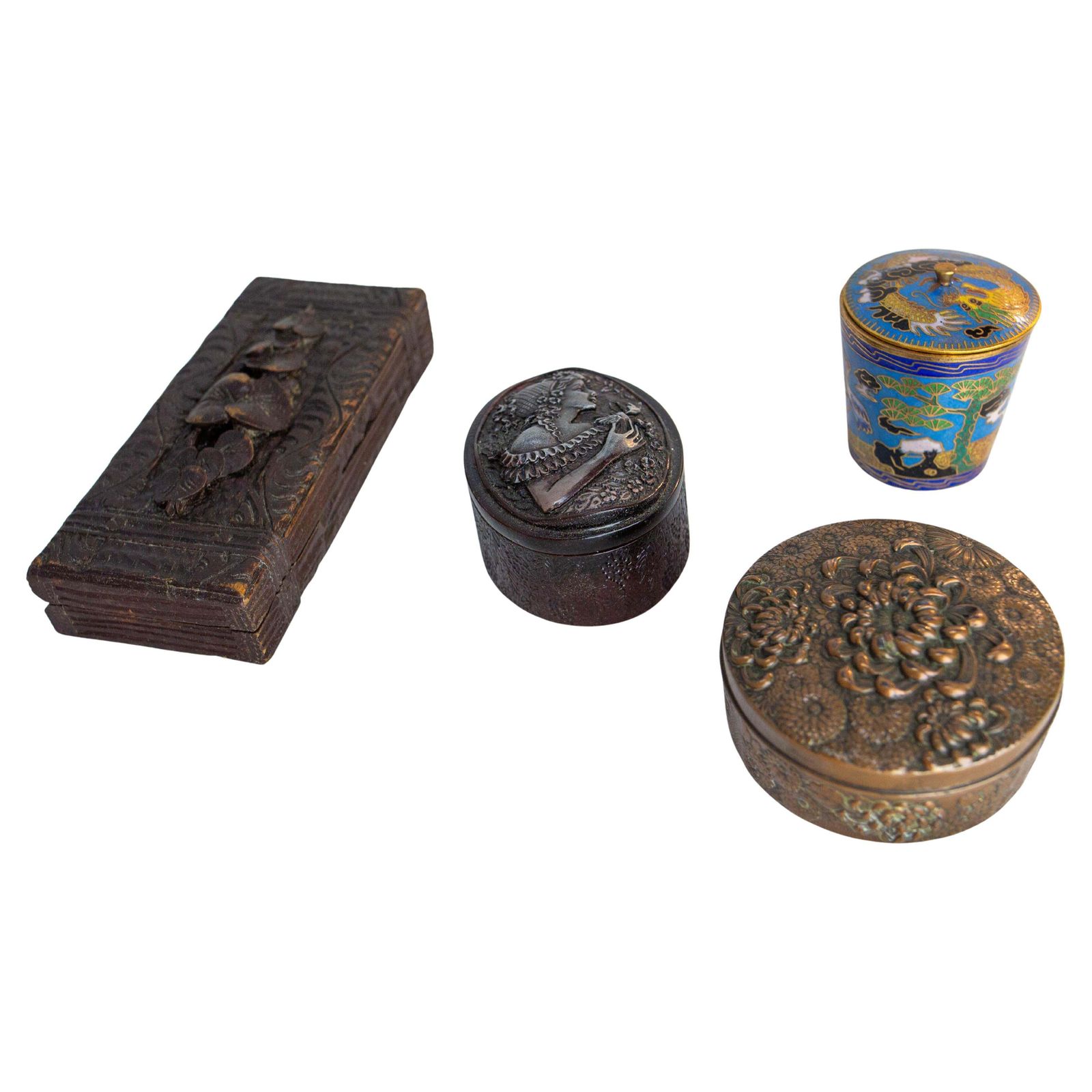 Set Of Four Small Boxes From A Collection, French & Chinese Before 1950