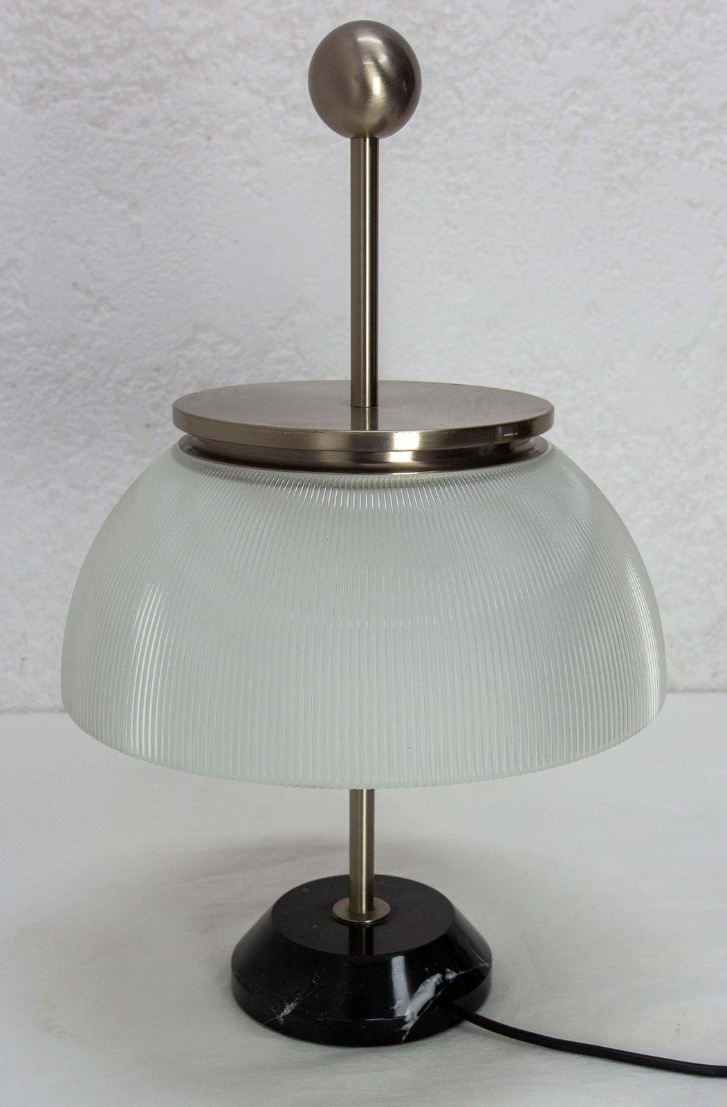 French Marble Chrome & Glass Table Alfa Lamp Sergio Mazza For Artemide C 1960 photo furniture