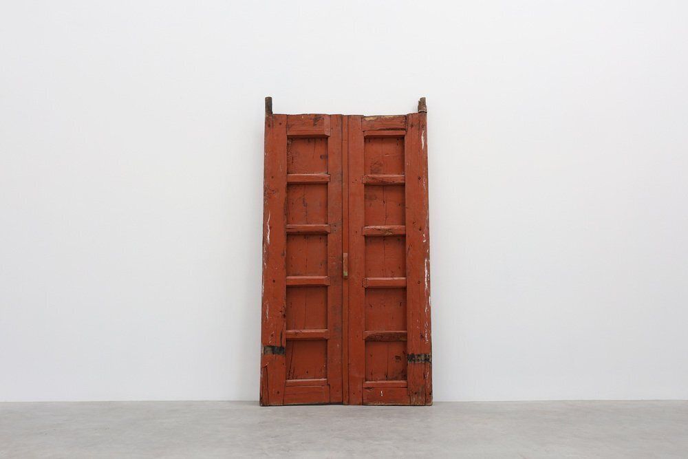Large 17th Century Terracotta Lacquered Oak Monastery Doors, Portugal, Set Of 2 photo 4684.0