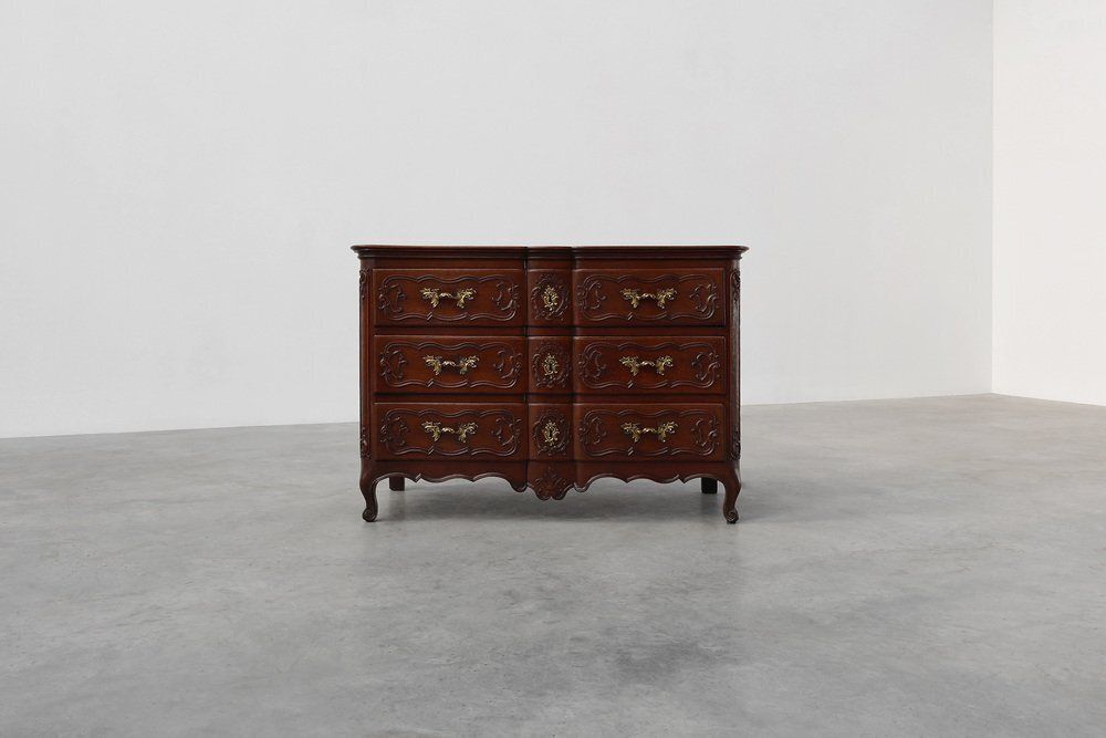 French Louis XV Style Hand Crafted Oak Chest Of Drawers, 18th Century photo Furniture