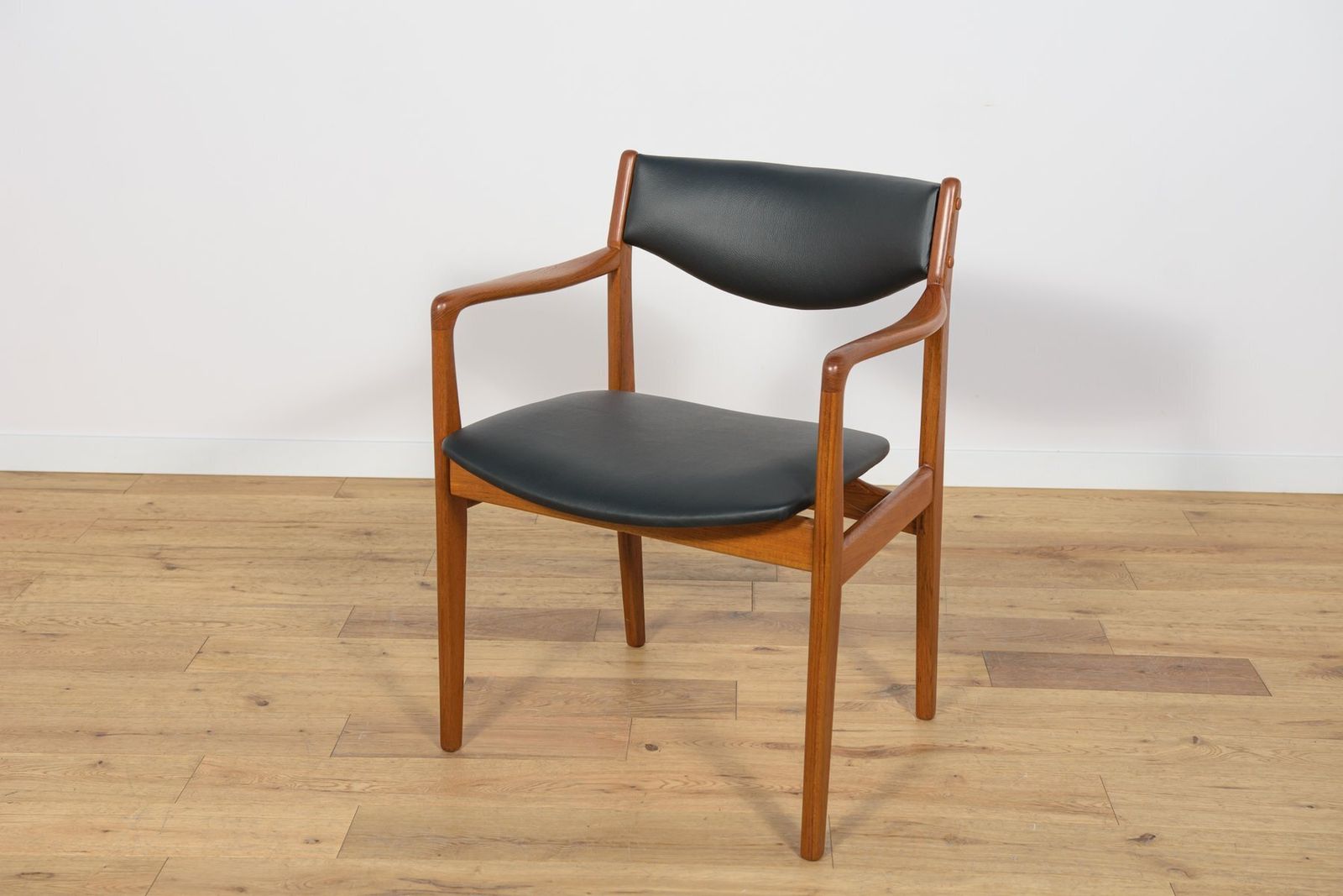 Mid Century Teak & Leather Armchair, Denmark, 1960s