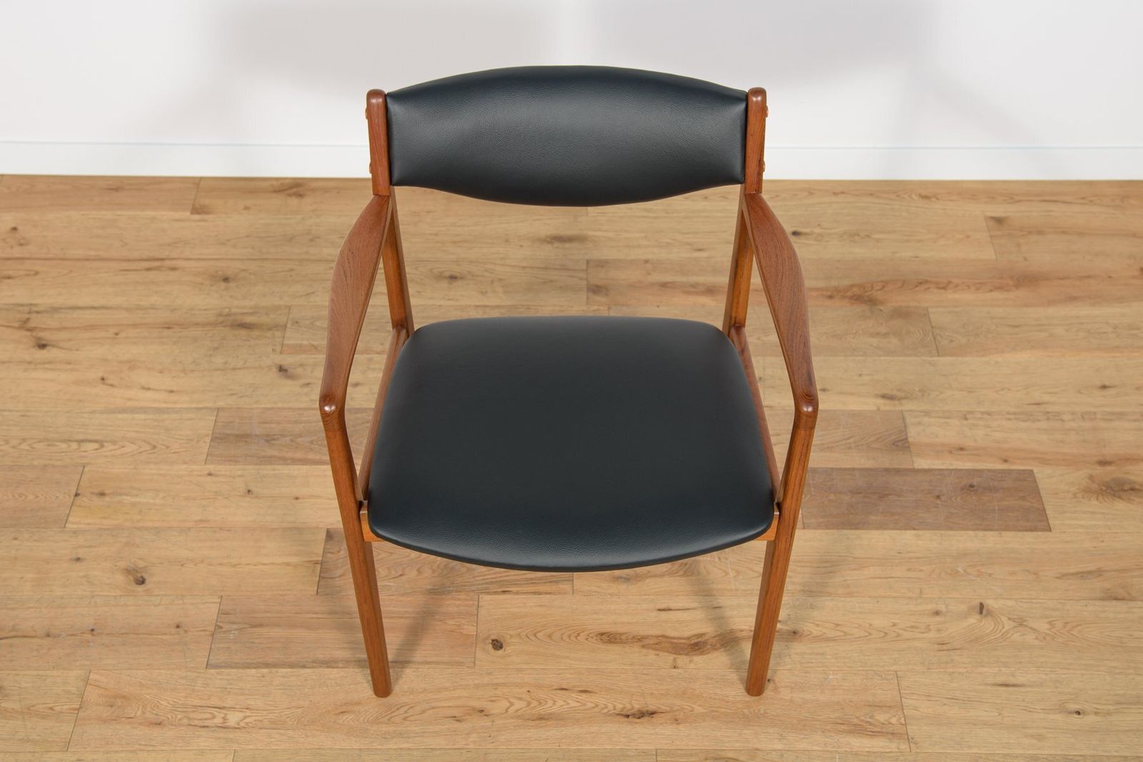 Mid Century Teak & Leather Armchair, Denmark, 1960s photo for sale