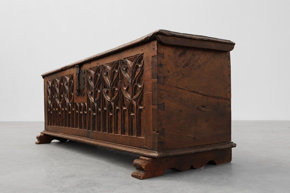 Large 16th Century Gothic Carved Oak Chest, France photo 5205.0