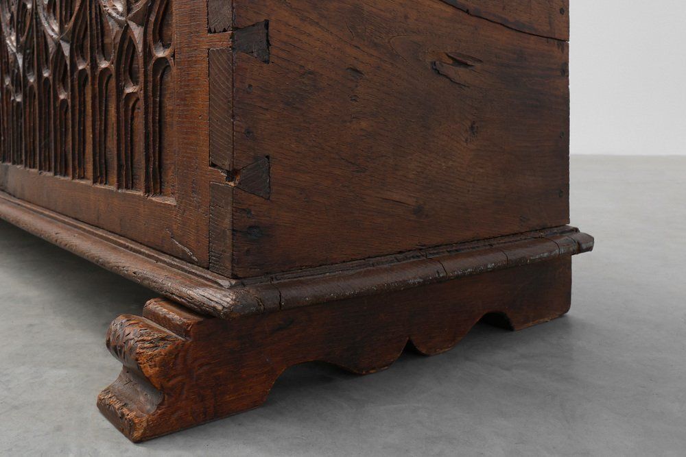 Large 16th Century Gothic Carved Oak Chest, France photo vinterior