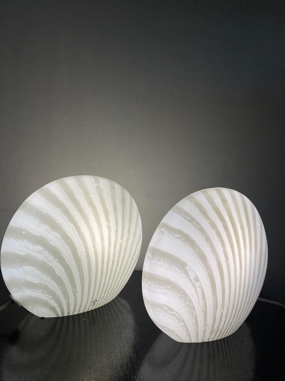 Moon Shell Table Lamps Glass Peill Putzler  Zebra Series 1960 Set photo 1105.0
