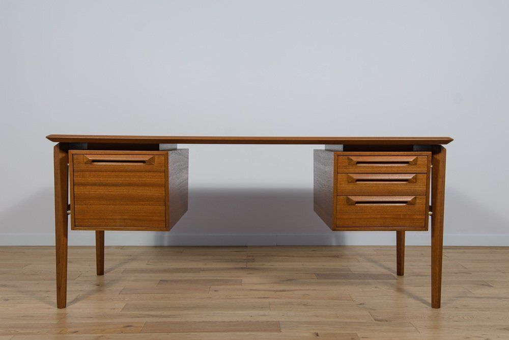 Mid Century Teak Desk By Ib Kofod Larsen For Seffle Möbelfabrik, Sweden, 1950s photo for sale