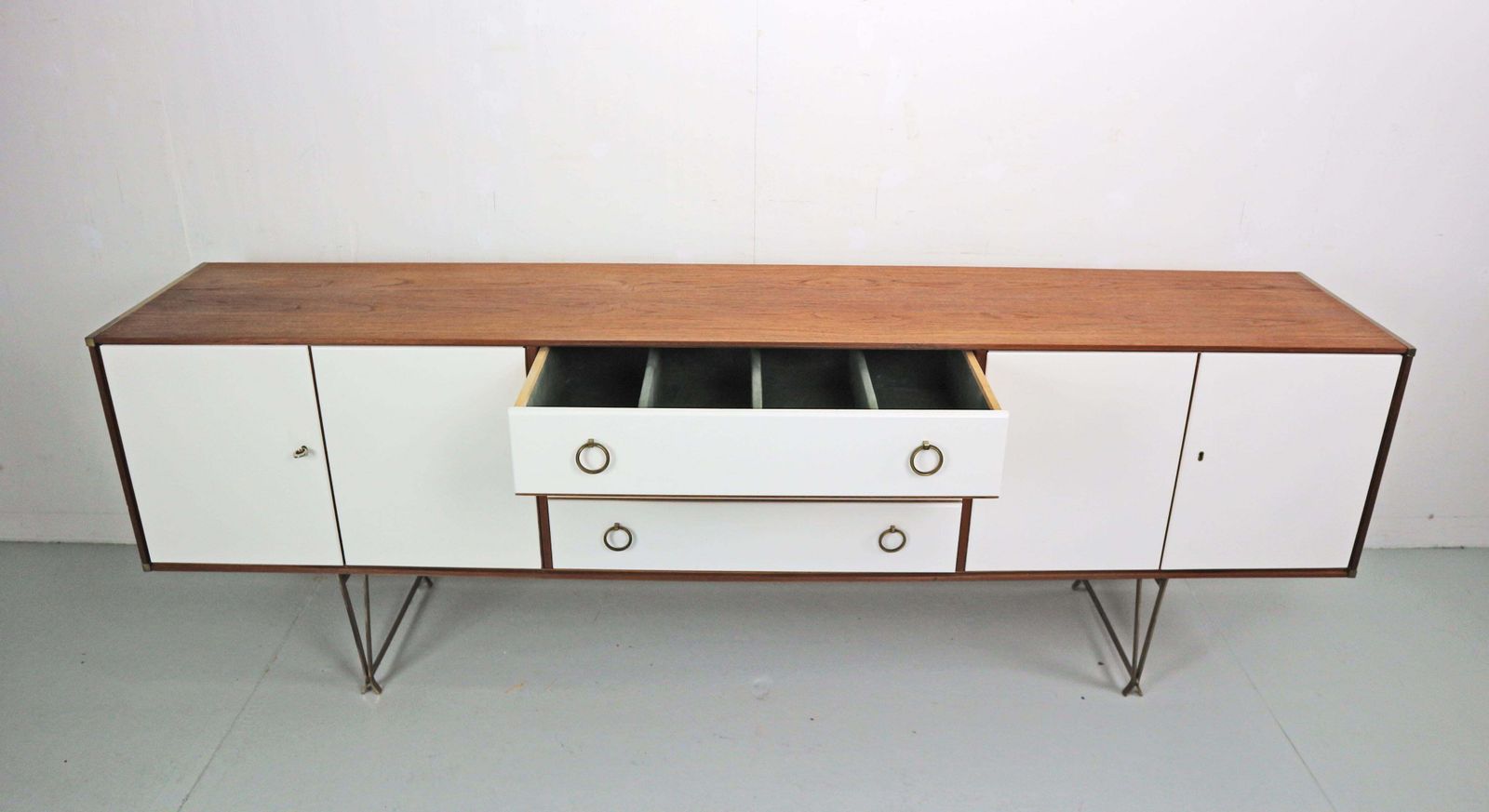 William Watting Teak & Brass Highbiard/ Buffet Cabinet For Fristho, 1950 Denmark photo 4640.0