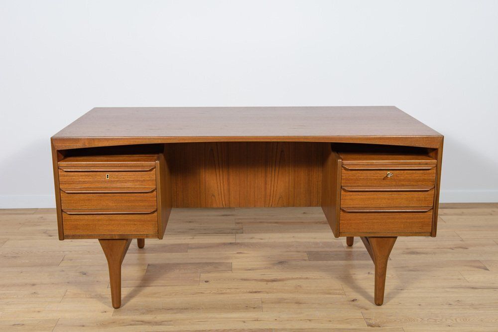 Mid Century Freestanding Teak Desk By Valdemar Mortensen, 1960s photo for sale