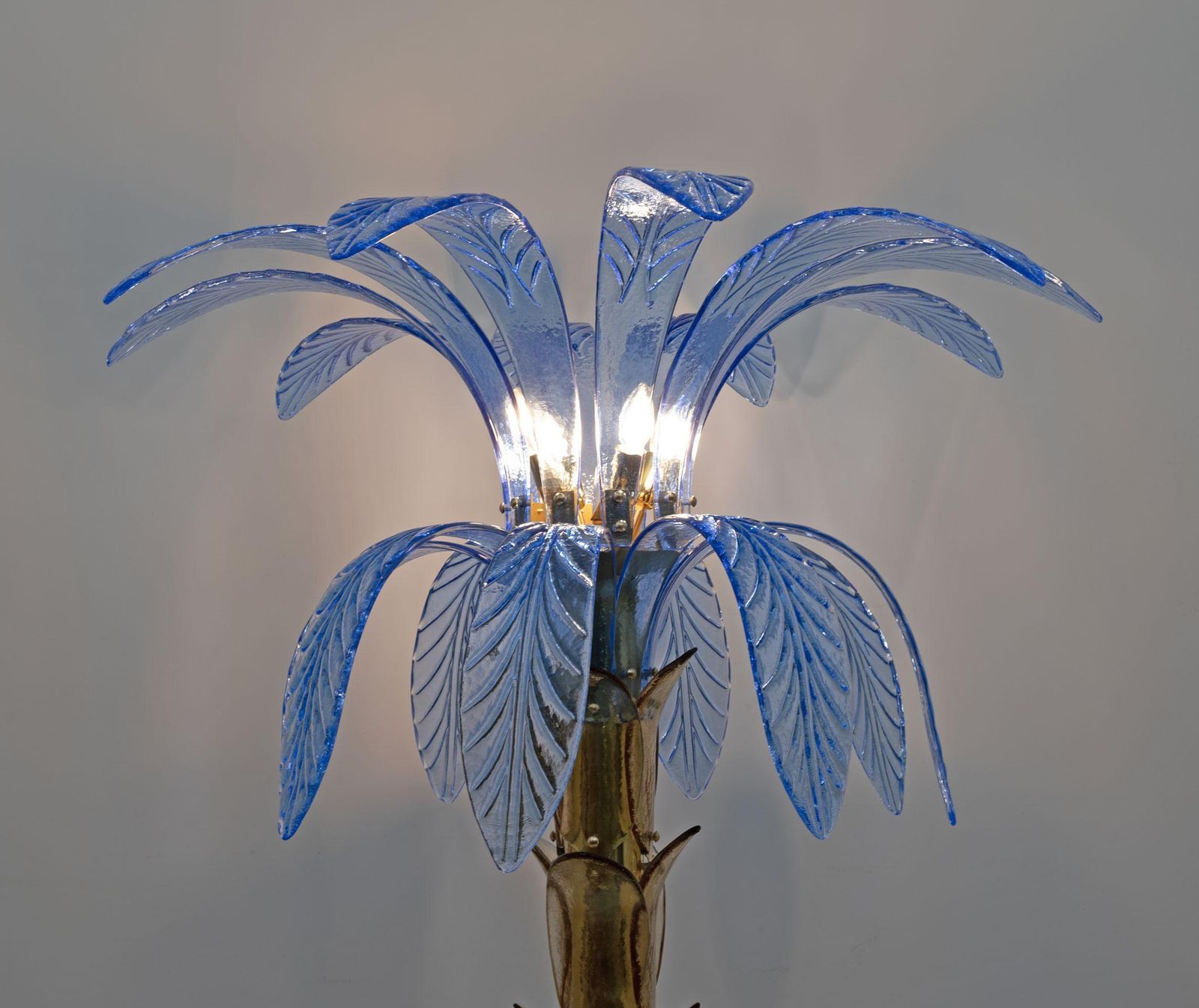 Mid Century Modern Murano Glass And Brass Palm Tree Floor Lamp photo for sale