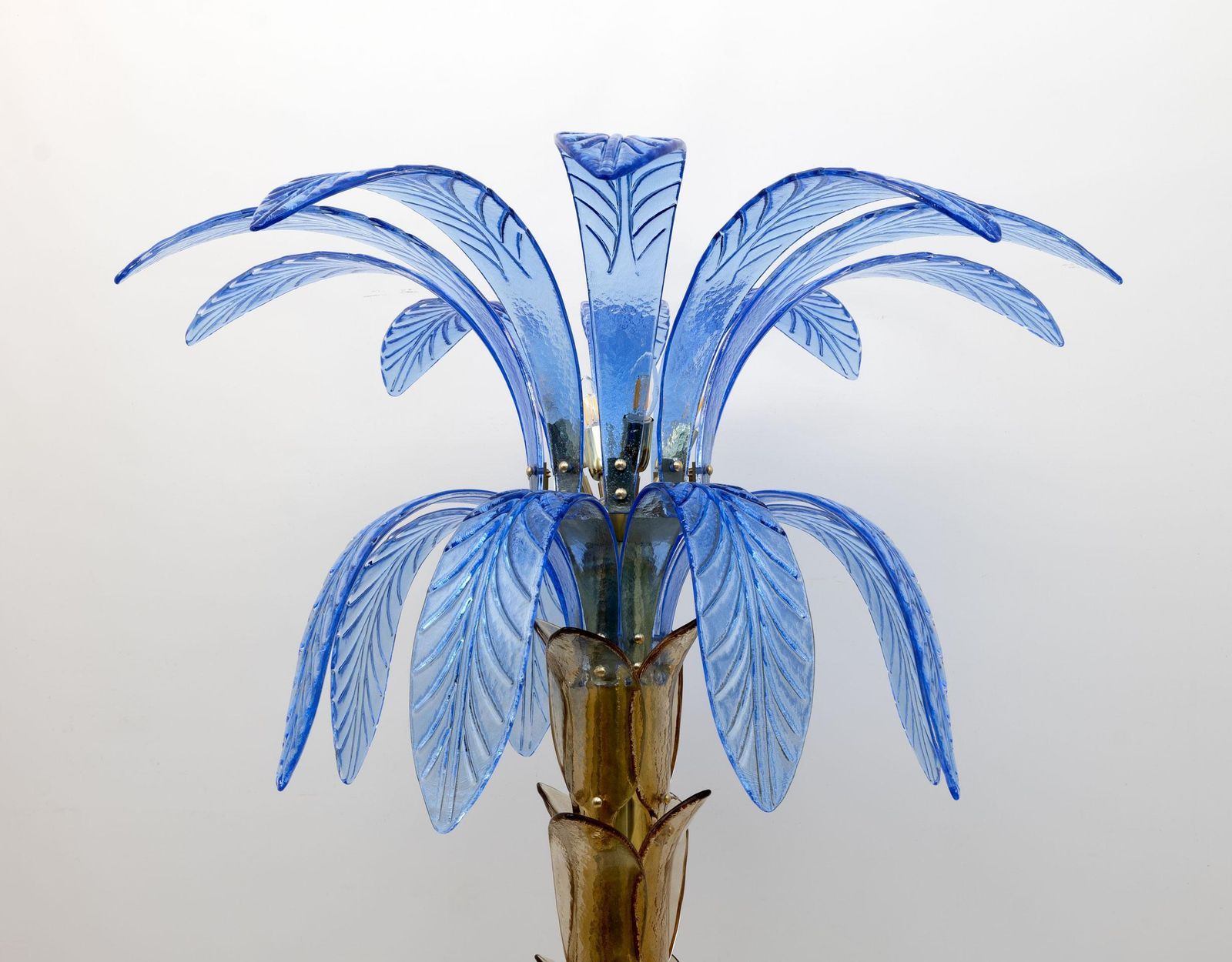 Mid Century Modern Murano Glass And Brass Palm Tree Floor Lamp photo vinterior