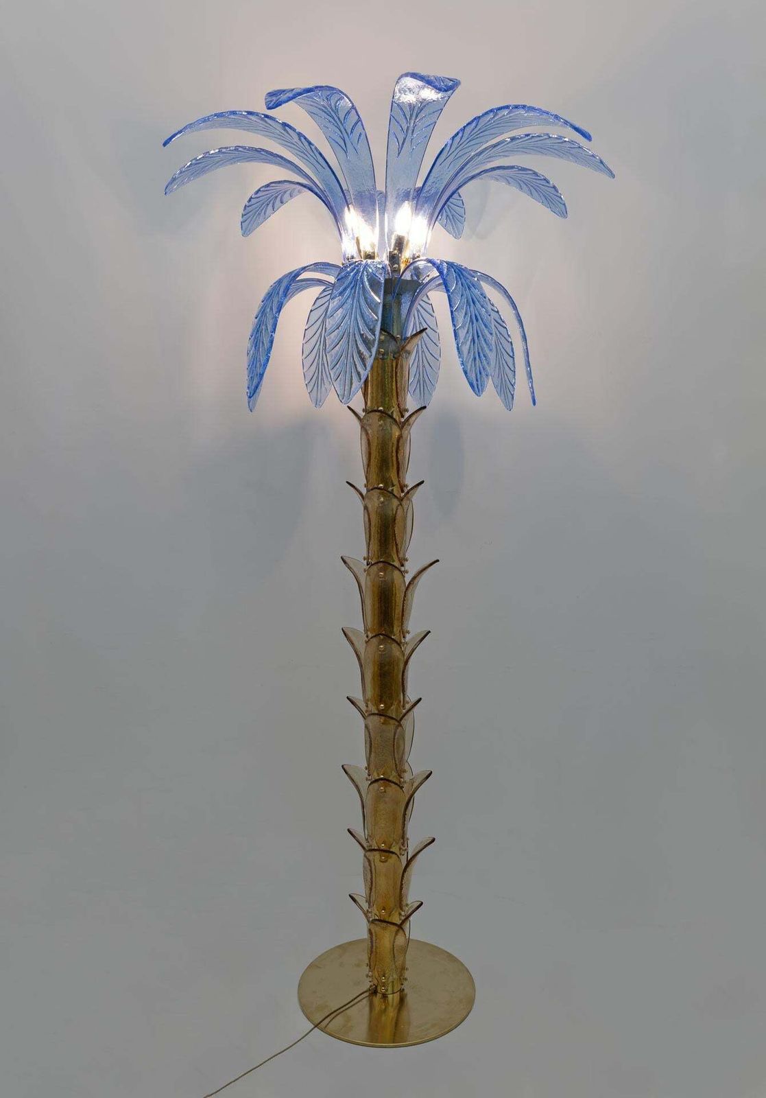 Mid Century Modern Murano Glass And Brass Palm Tree Floor Lamp photo buy