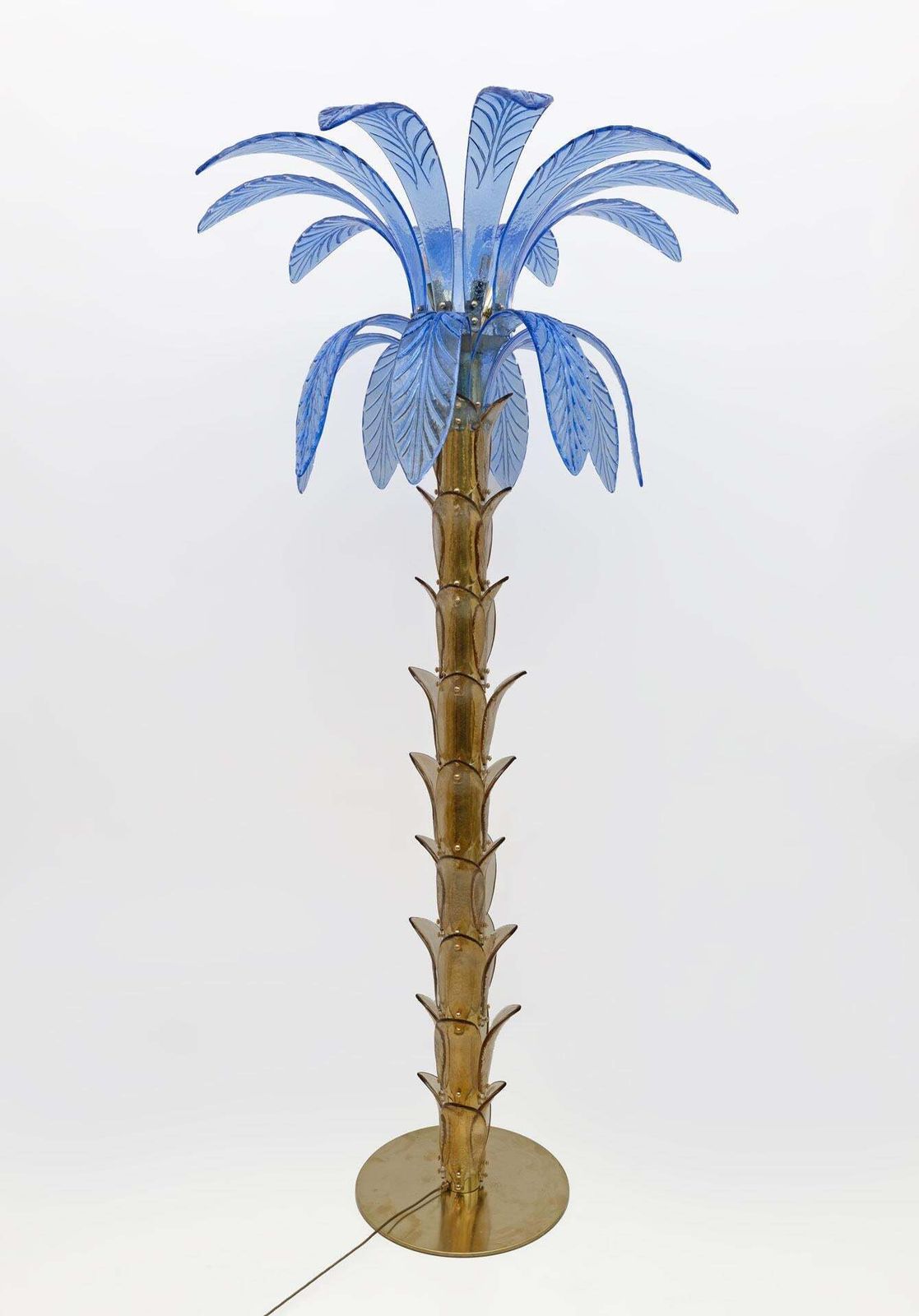 Mid Century Modern Murano Glass And Brass Palm Tree Floor Lamp photo vintage
