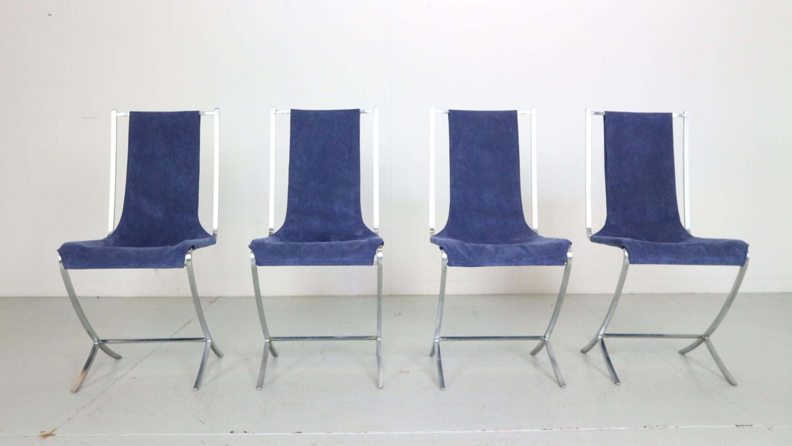 Pierre Cardin Set Of 4 Dinning Chairs Velvet& Steel For Maison Jansen, 1970 photo Furniture