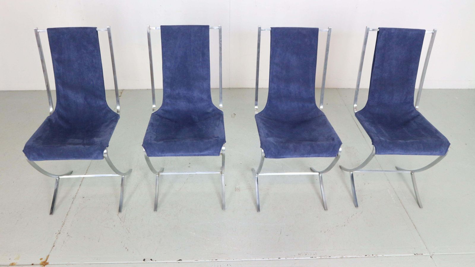 Pierre Cardin Set Of 4 Dinning Chairs Velvet& Steel For Maison Jansen, 1970 photo 4375.0