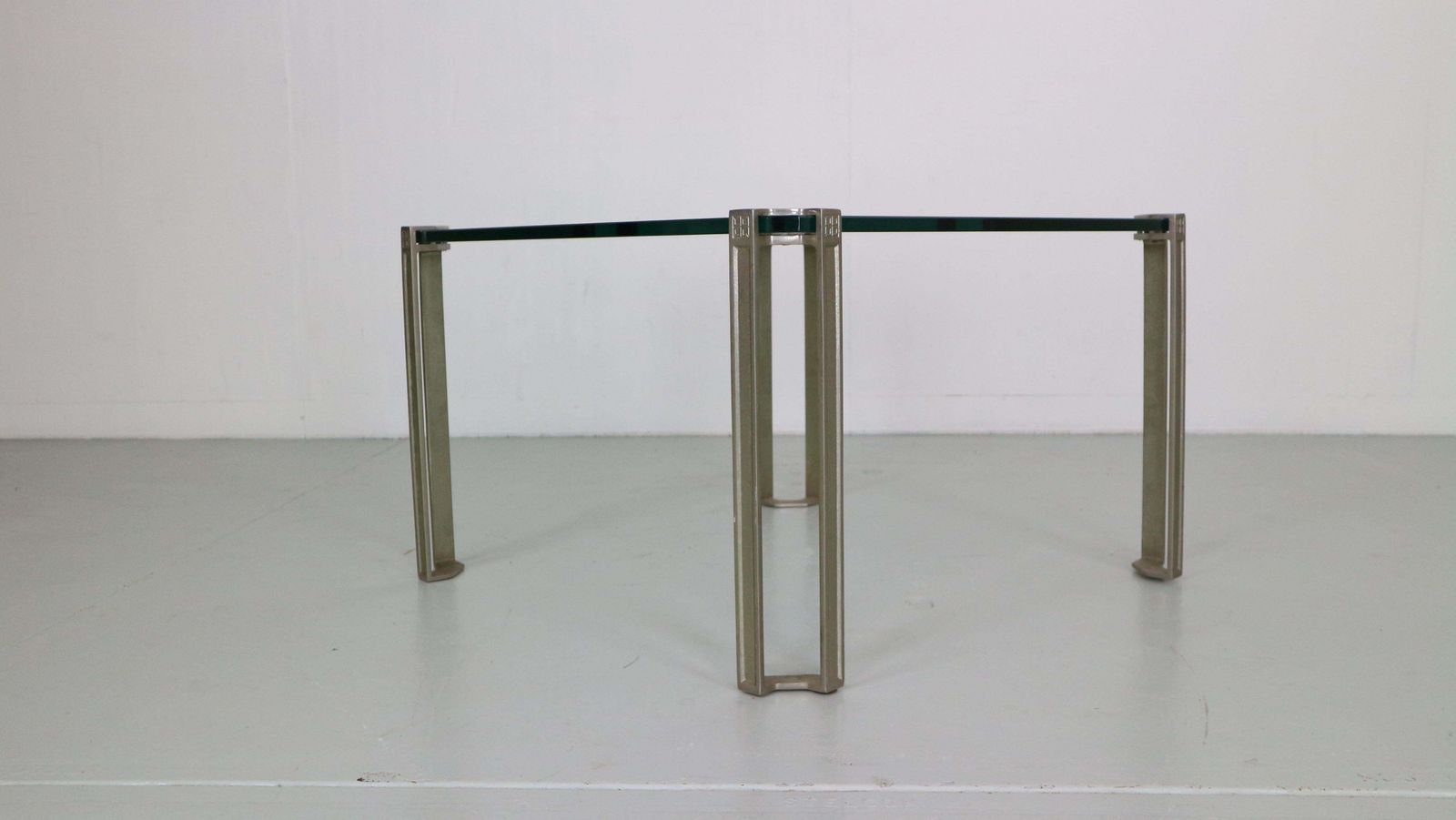 Peter Ghyczy For Ghyzcy Square Glass Coffee Table, 1970's Hollywood Regency photo buy