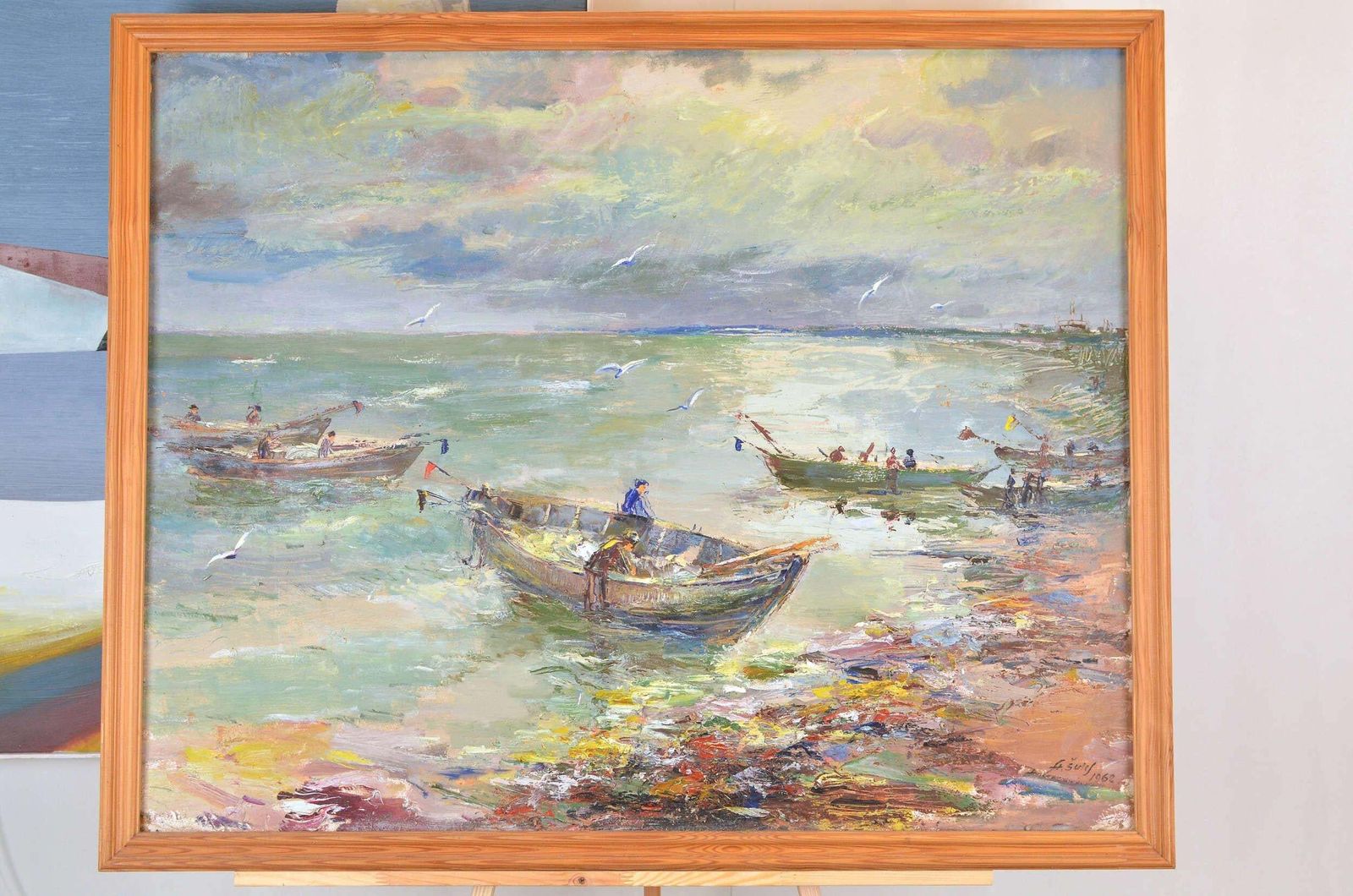 Alexander Schulzfishermen' Boats. 1962. Oil On Cardboard. 80x100 Cm.1962 photo 1414.0