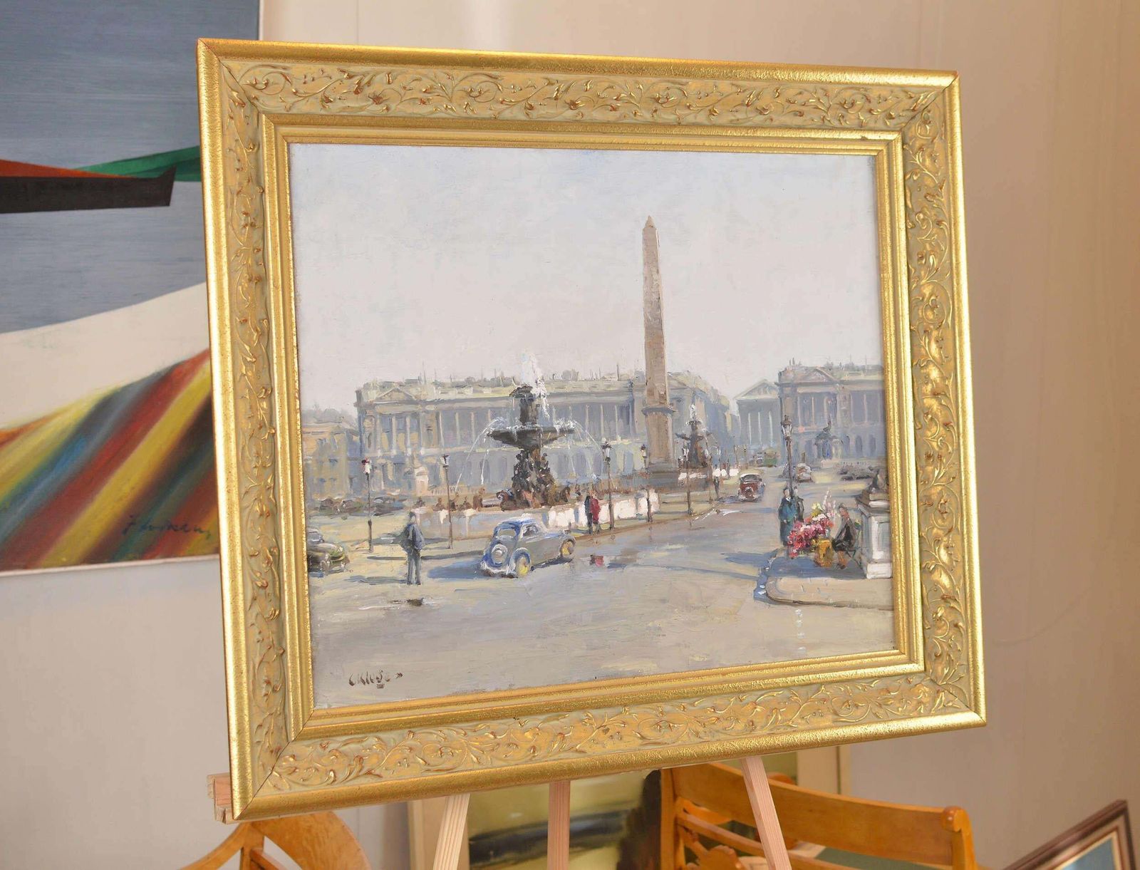 Constantine Klugepalace De La Concorde, Paris. 1950. Canvas, Oil. 54x65 Cm. Frame Size 70x81 Cm photo vintage