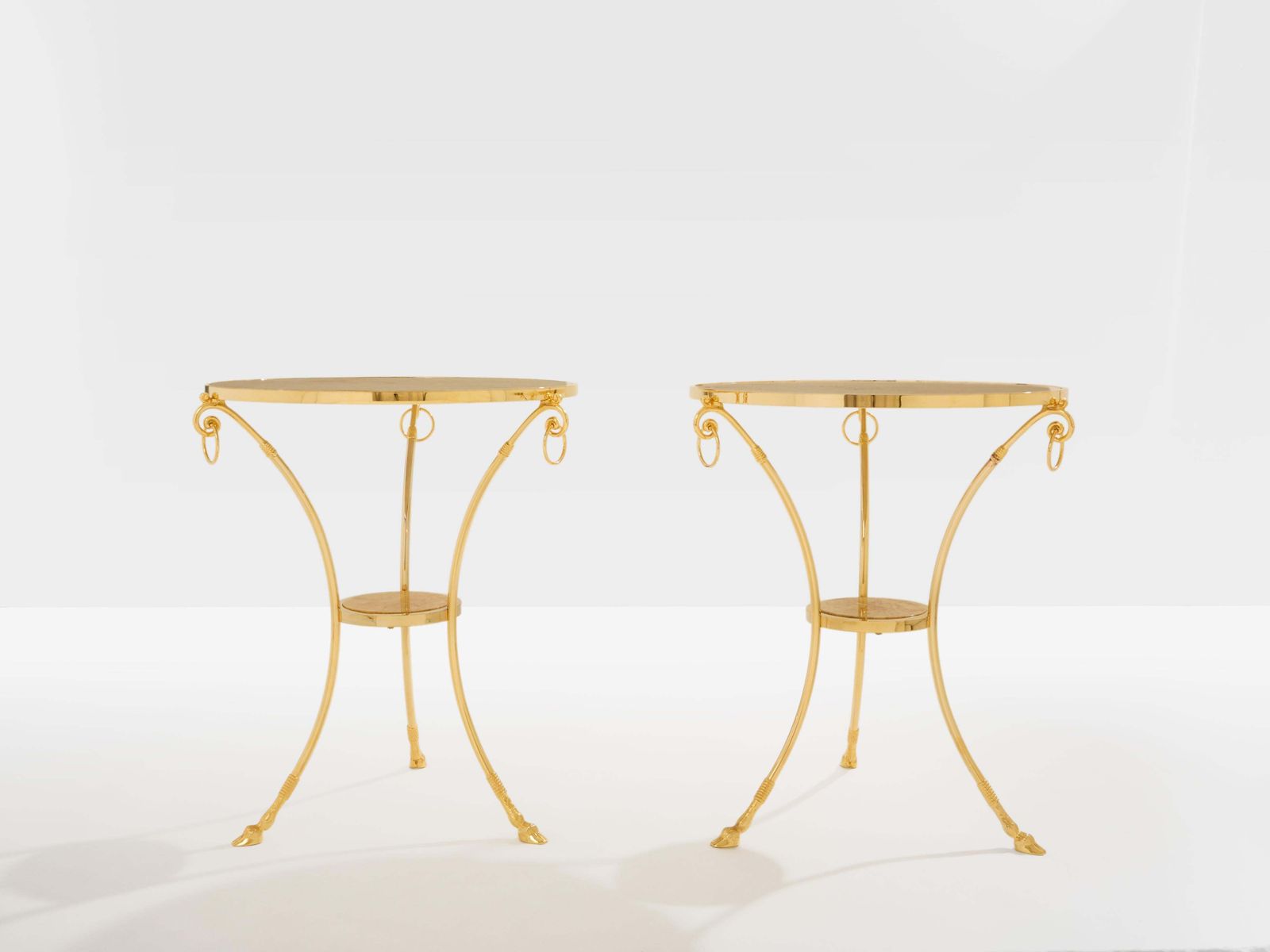 photo for sale Maison Charles Set Of 4 Brass Marble Gueridon Tables 1960s