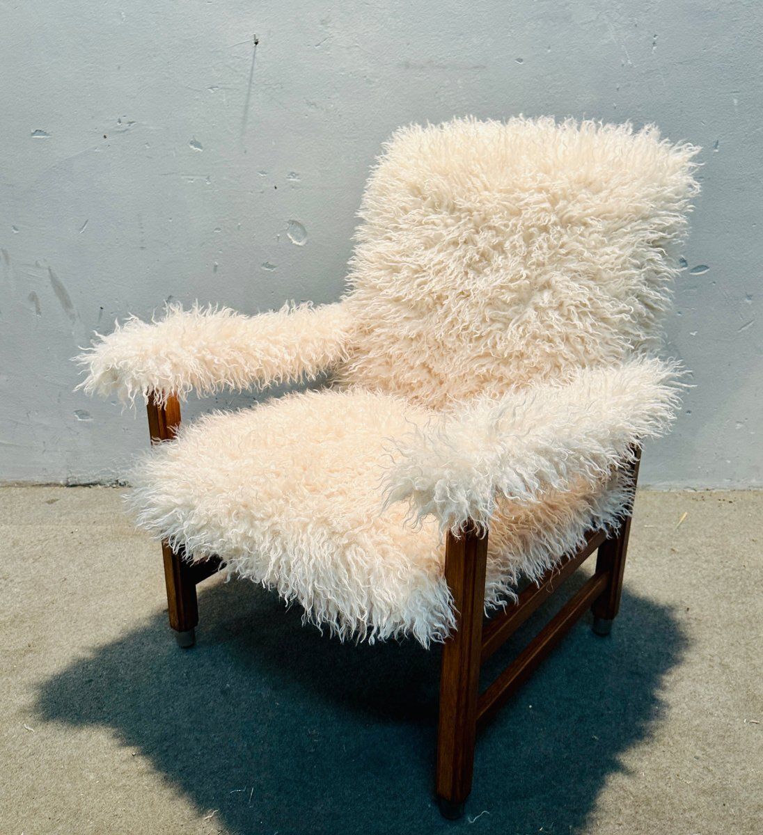 Vintage Chair In Long Haired Wool, 1960s photo furniture