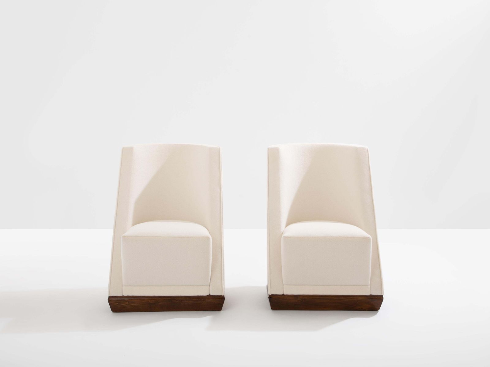 Furniture Louis Sognot Pair Of Modernist Armchairs Walnut White Alpaca 1927 photo