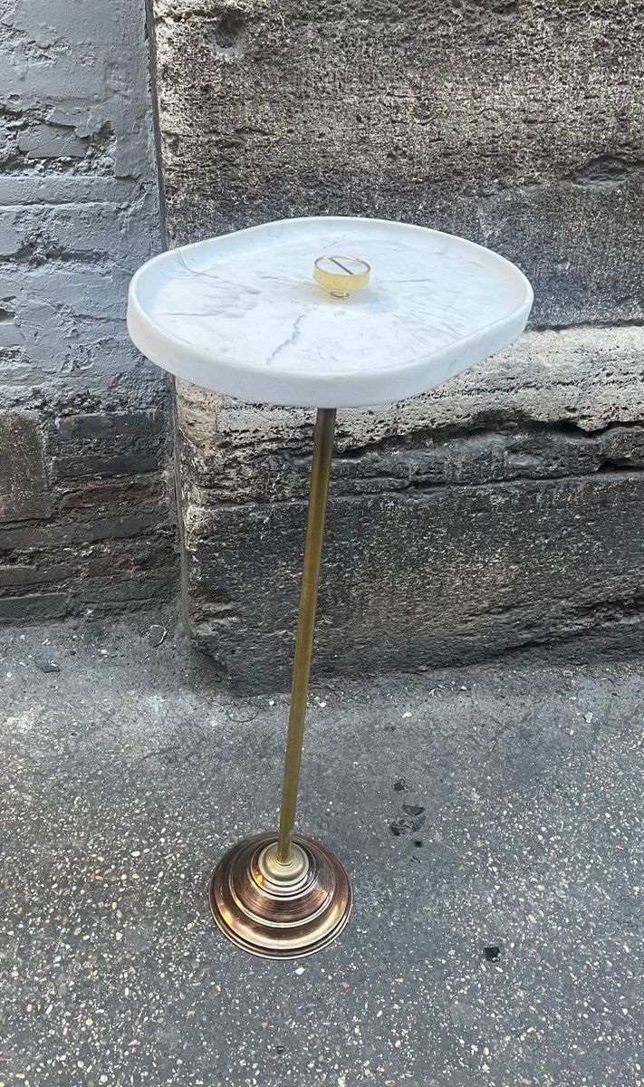 Pocket Emptier Table In Brass And Marble, 1960s photo buy