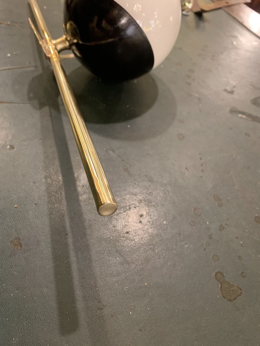 Art Deco Brass And Opaline Glass Wall Lamp, Italy, 1945