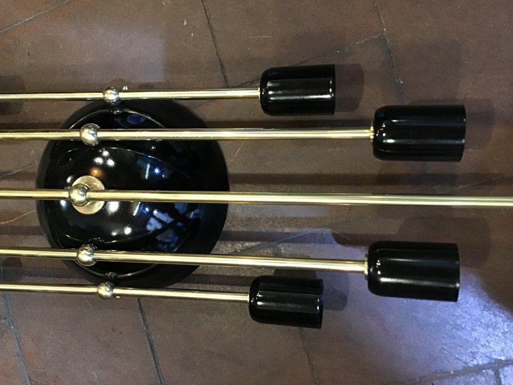 Art Deco Black Brass And Gold Wall Lamp From Historic Hotel In Rome, 1930s photo furniture
