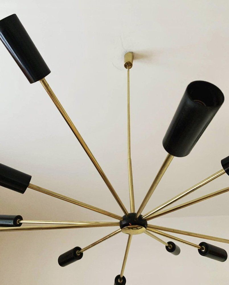 Black And Gold Sputnik Chandelier, 1960s photo for sale