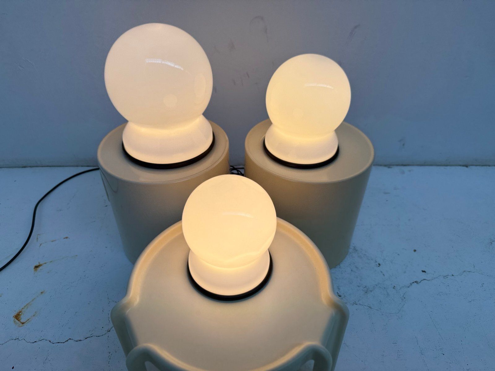 Vintage Scafandro Table Lamps By Sergio Asti For Fontana Arte, 1970, Set Of 3 photo for sale