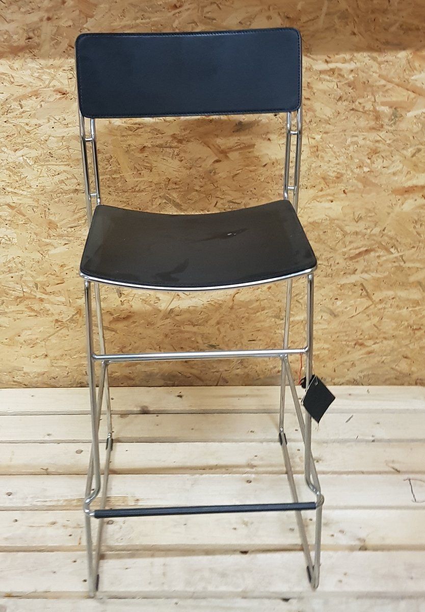 Italian Black Sultana Bar Chair From Arrben With Chromed Legs, 1970s