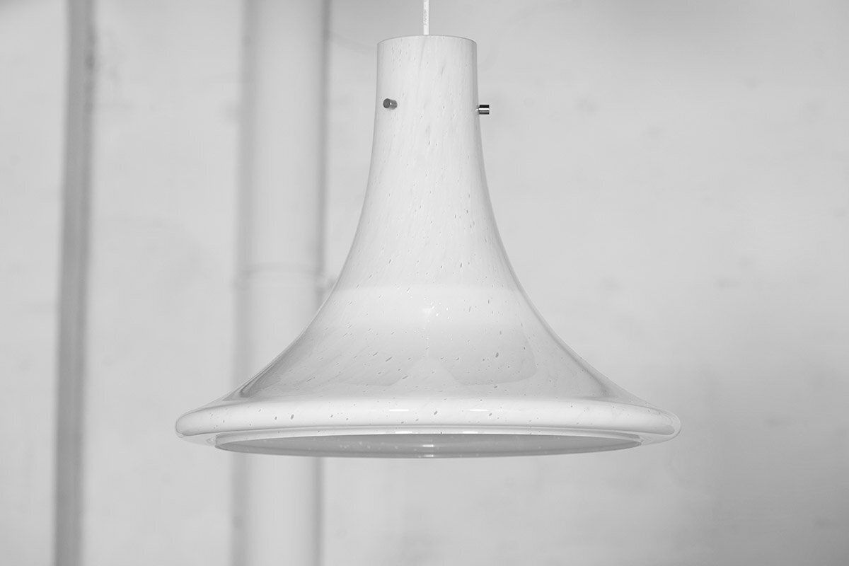 Large Opaline Handblown Chandelier From Glashütte Limburg, 1960s photo Lighting