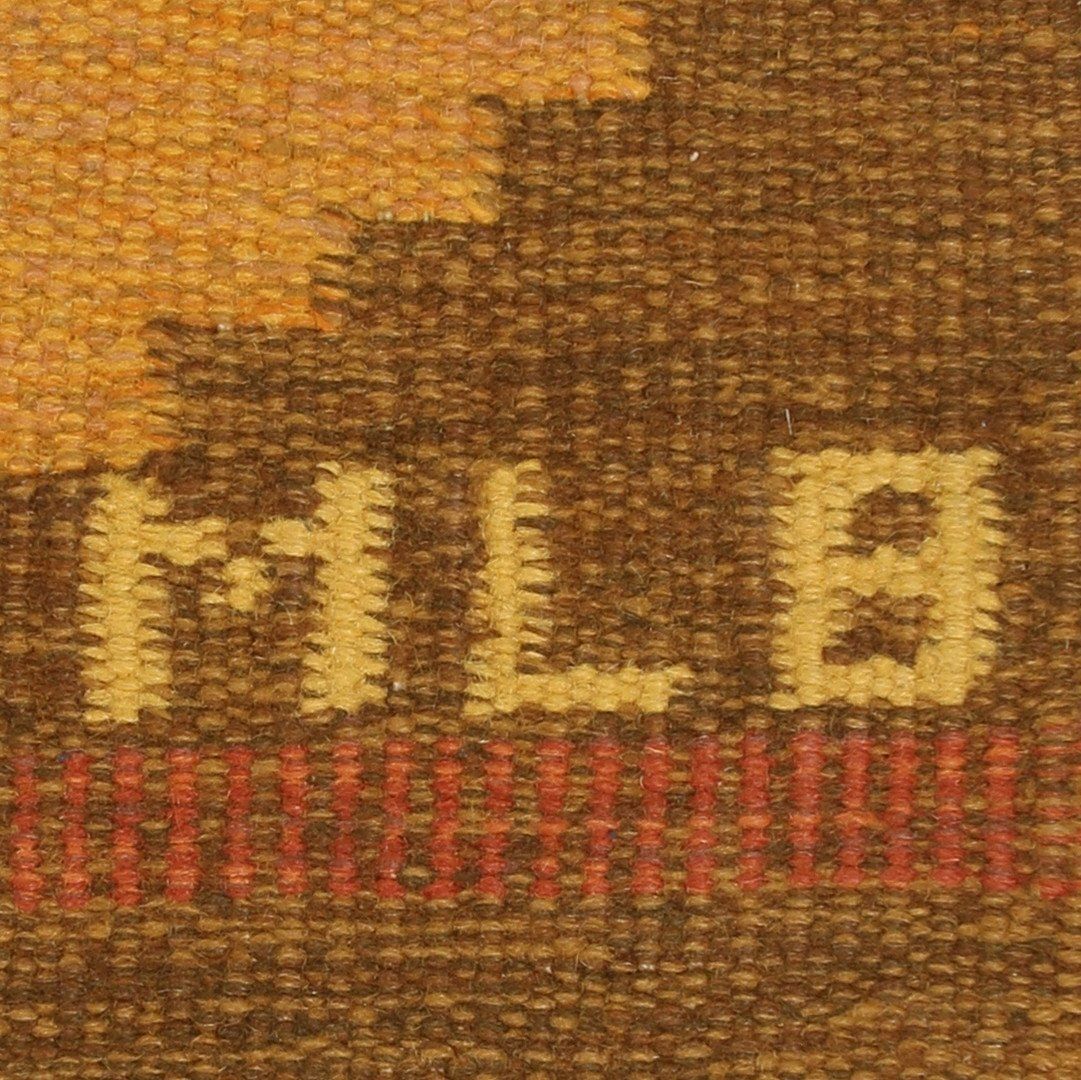 Vintage Swedish Röllakan Rug With Signature, 1950s photo Textiles
