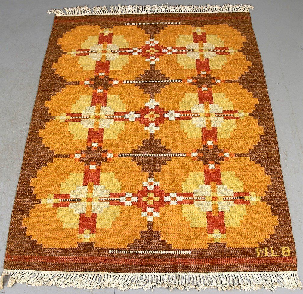 Vintage Swedish Röllakan Rug With Signature, 1950s photo 1570.0