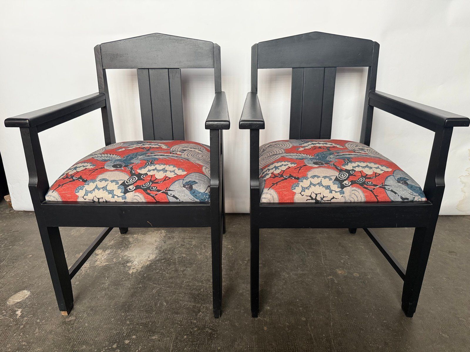 Dutch Art Deco Chairs In Stained Oak, 1930s, Set Of 2