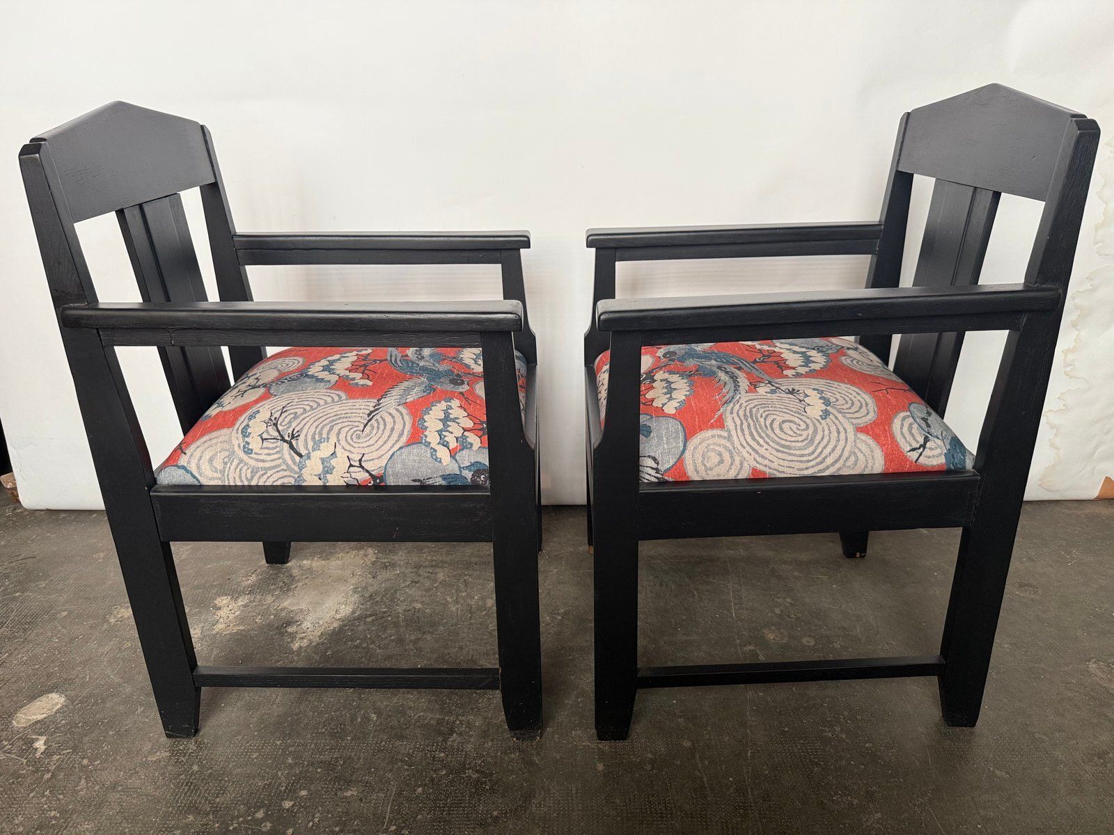 Dutch Art Deco Chairs In Stained Oak, 1930s, Set Of 2 photo for sale