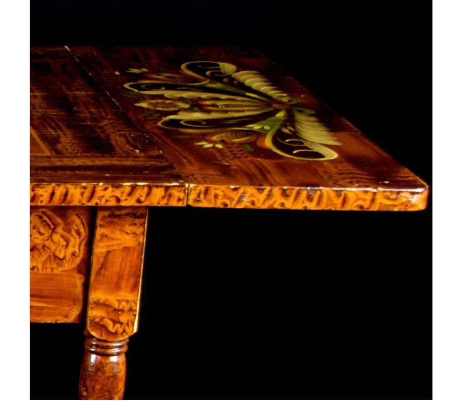 Swedish Folk Art Kurbits Country Drop Leaf Table, Late 19th Century photo furniture