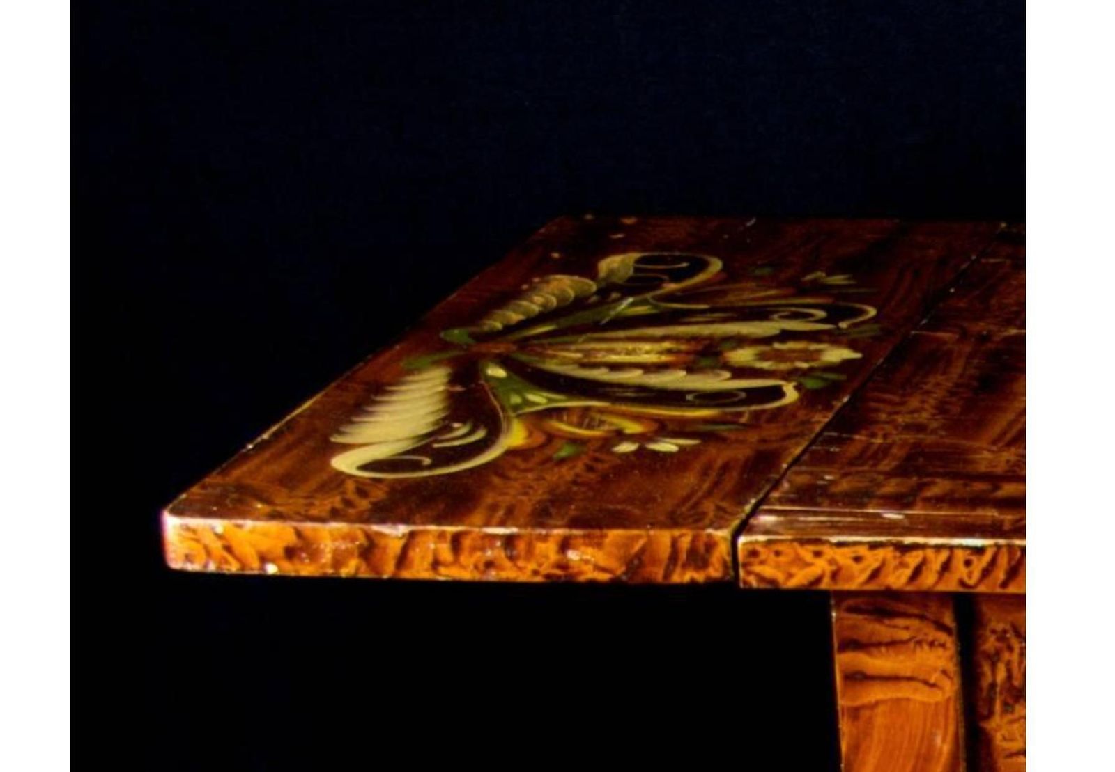 Swedish Folk Art Kurbits Country Drop Leaf Table, Late 19th Century photo for sale