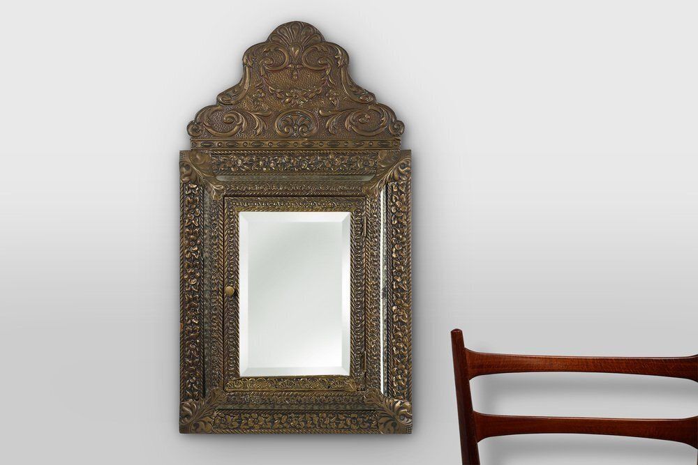 Art Deco French Copper Wall Cabinet With Beveled Mirror, 1930s photo Home Decor