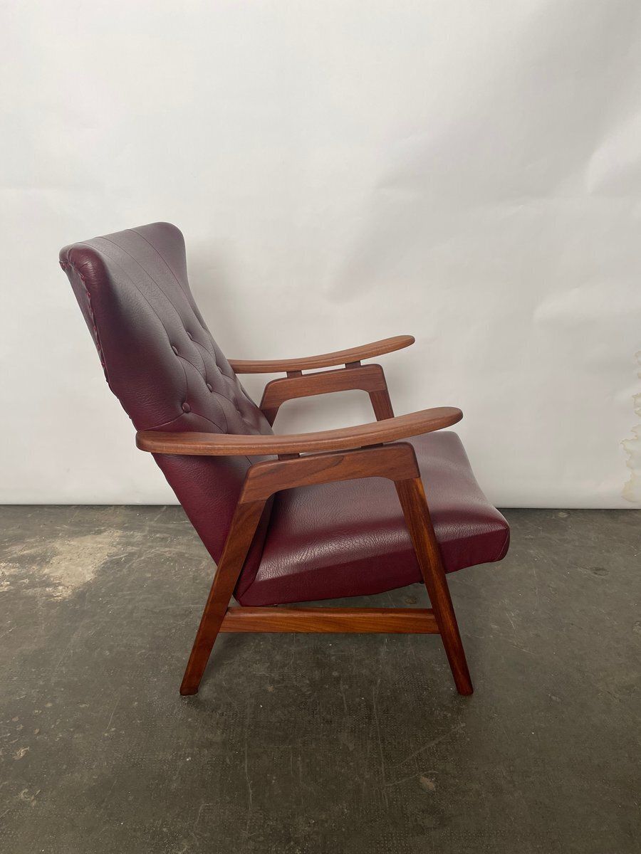 Mid Century Highback Lounge Chair Attributed To Louis Van Teeffelen For Wébé, 1960s photo for sale