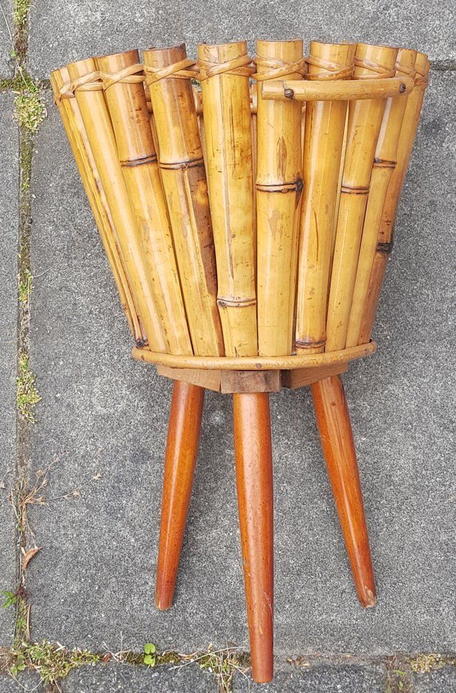 Mid Century Bamboo Plant Stand