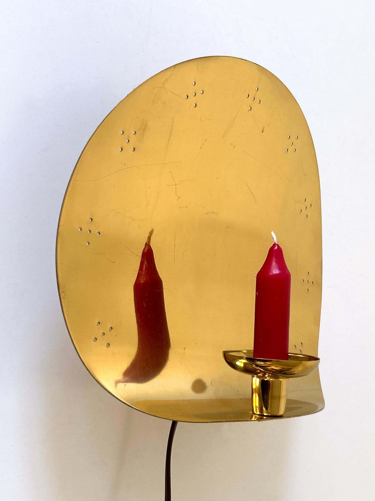 Elegant Mid Century Brass Sconce With Candle Holder By Boréns Borås Sweden 1970s photo for sale