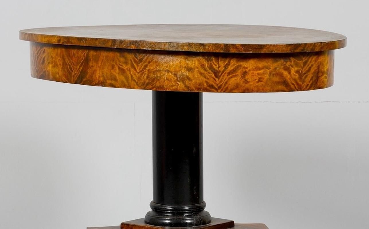 Swedish Biedermeier Pedestal Table Golden Birch 104cm Lions Feet 1800s photo furniture