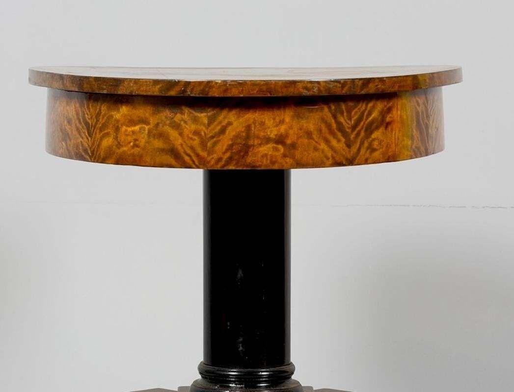 Swedish Biedermeier Pedestal Table Golden Birch 104cm Lions Feet 1800s photo Furniture
