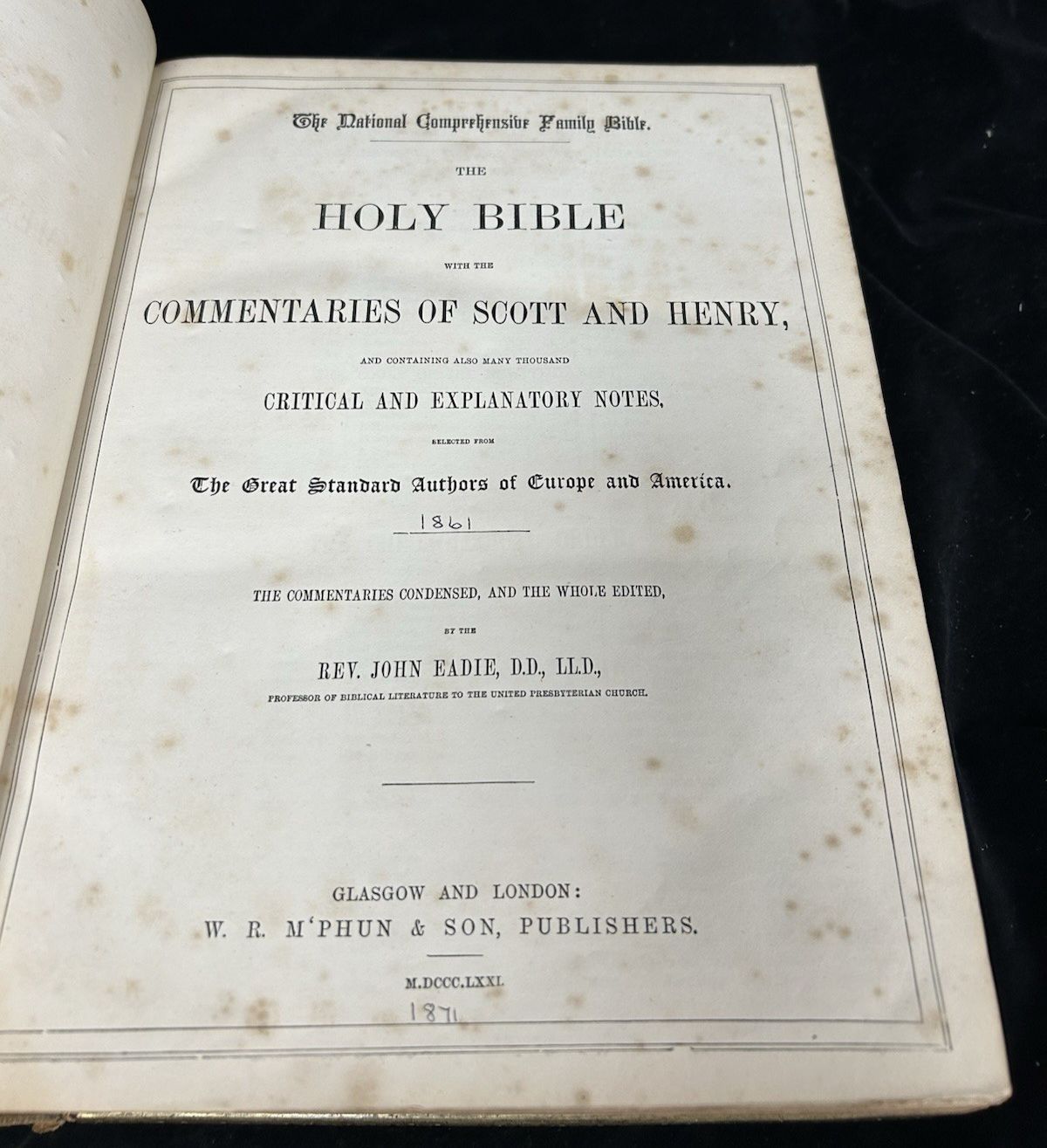 photo furniture National Illustrated Family Bible Rev John Eadie Scott And Henry W R Mphun & Son