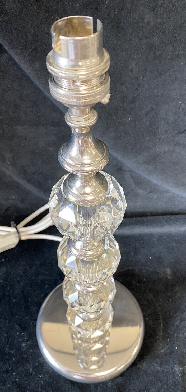 Designer Lighting  40 Cm Tall Glass Crystal  Table Lamp & Polished Silver Metal photo 92.0