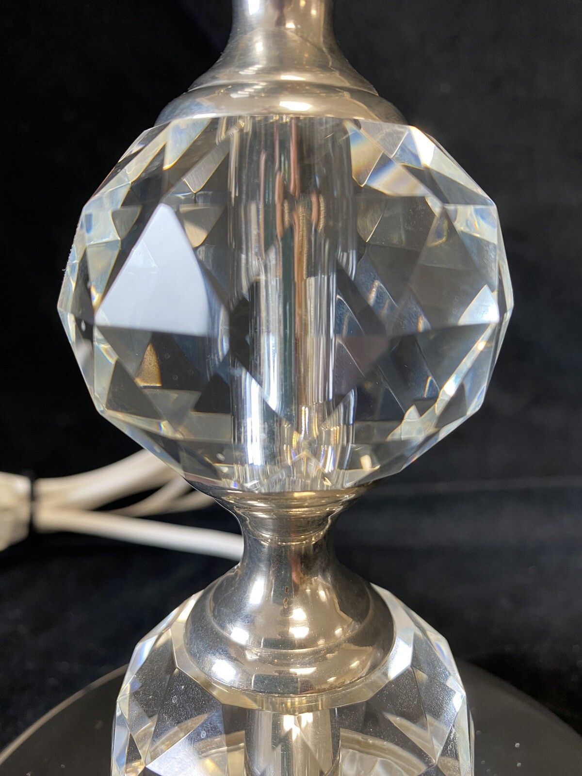 photo for sale Designer Lighting  40 Cm Tall Glass Crystal  Table Lamp & Polished Silver Metal
